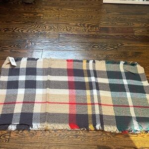 Plaid Fringed Infinity Scarf NWT
